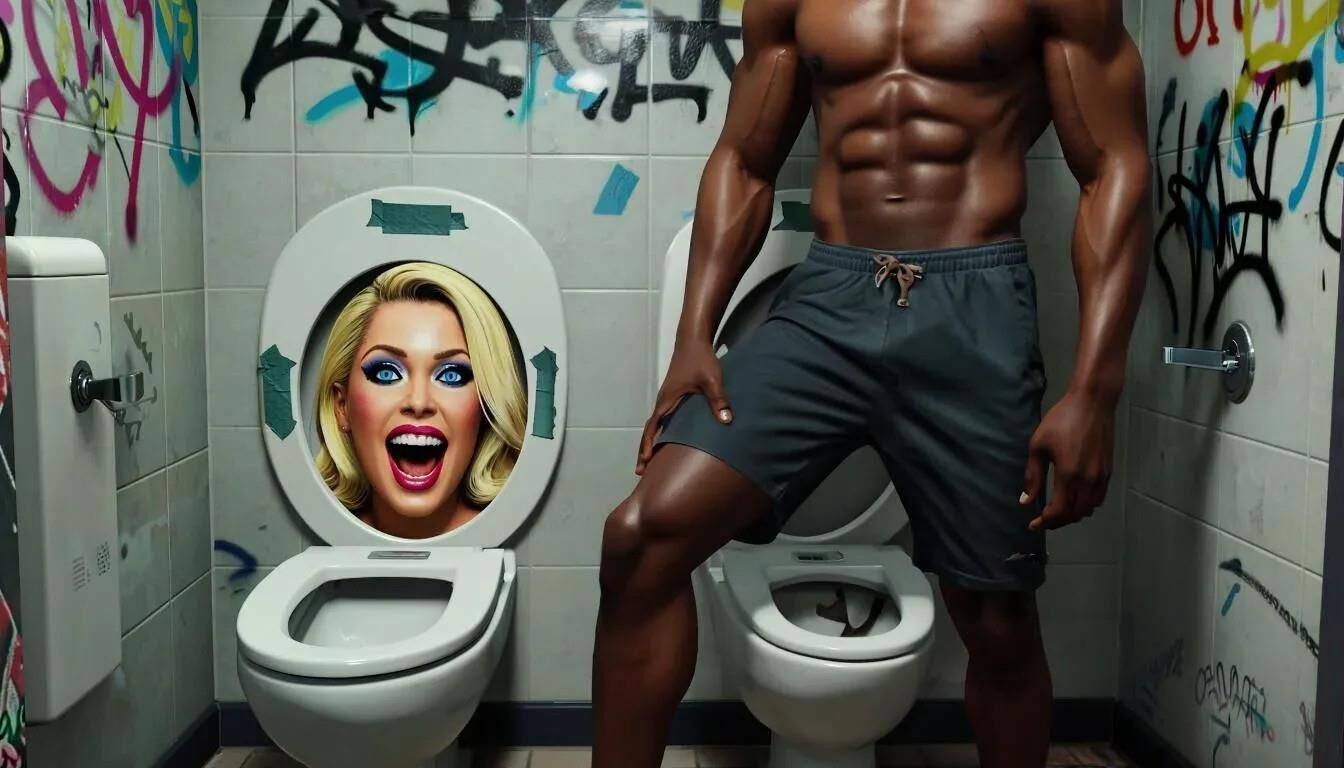 AI Gloryhole in men's toilet at refugee center