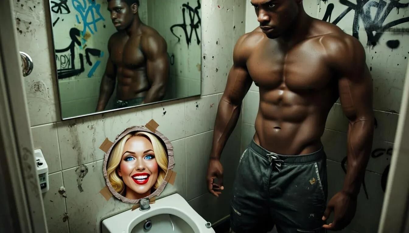 AI Gloryhole in men's toilet at refugee center