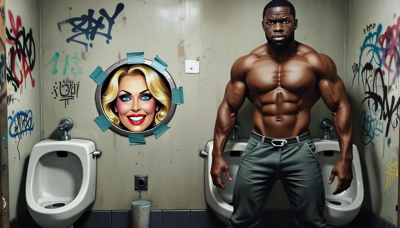 AI Gloryhole in men's toilet at refugee center