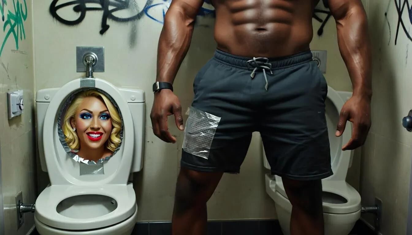 AI Gloryhole in men's toilet at refugee center