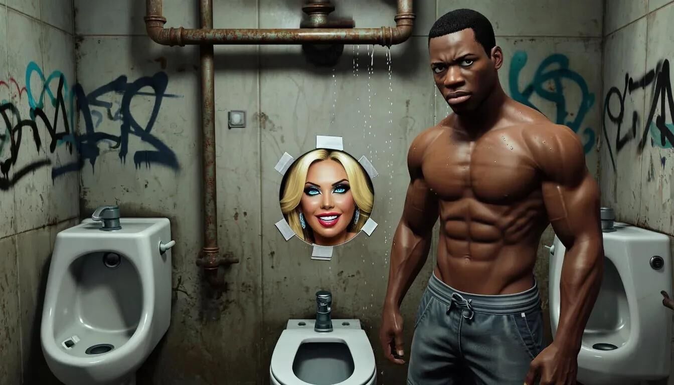 AI Gloryhole in men's toilet at refugee center