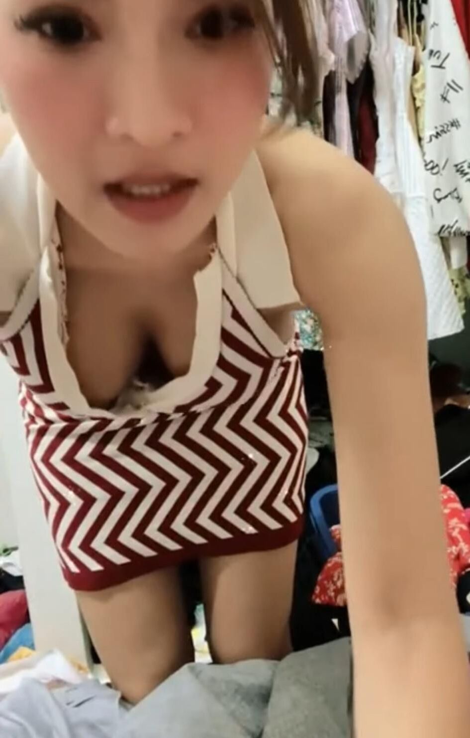 Asian downblouse nipple