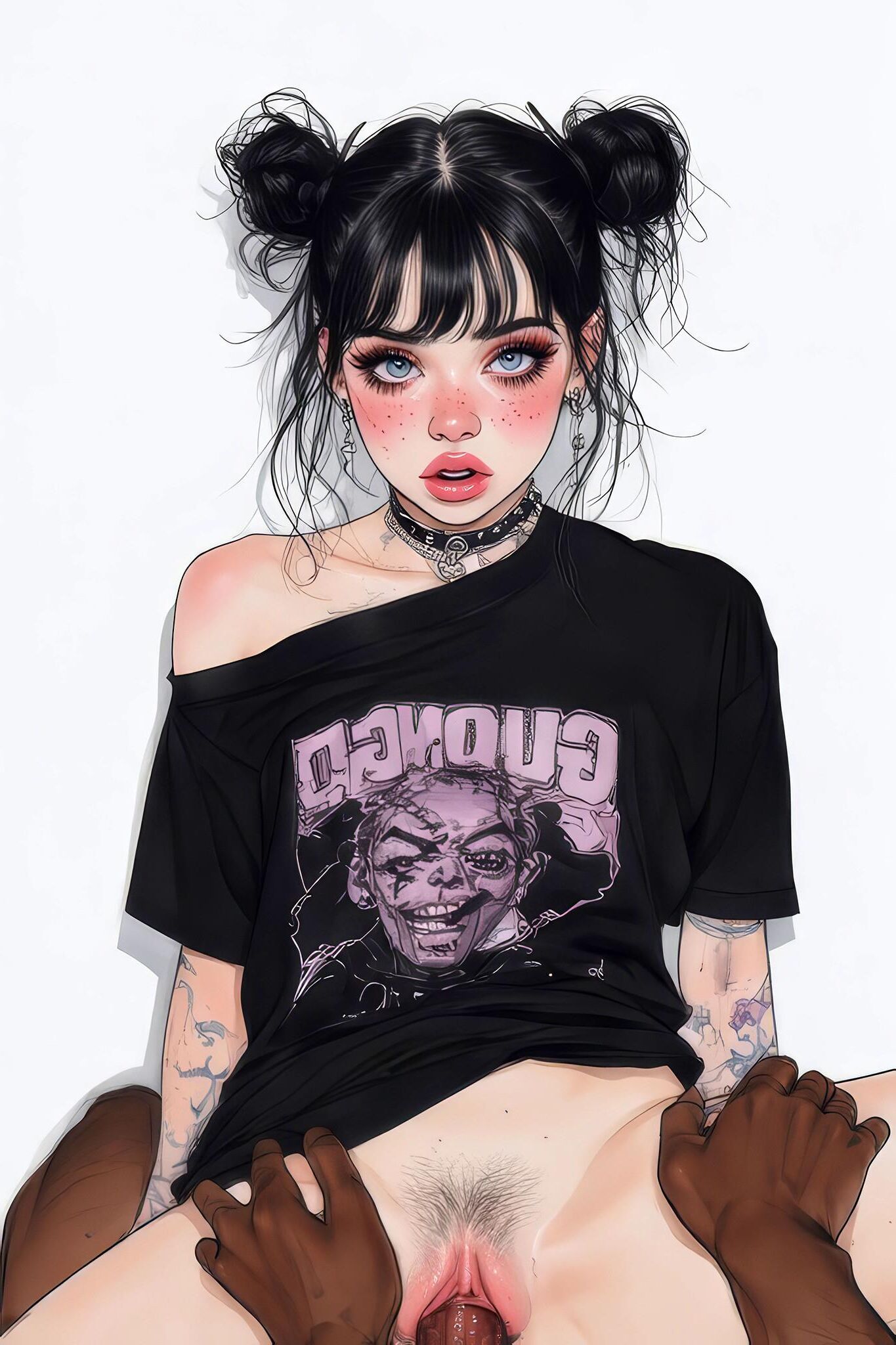 Goth Girls mag es dunkle interraciale AI -Kunst