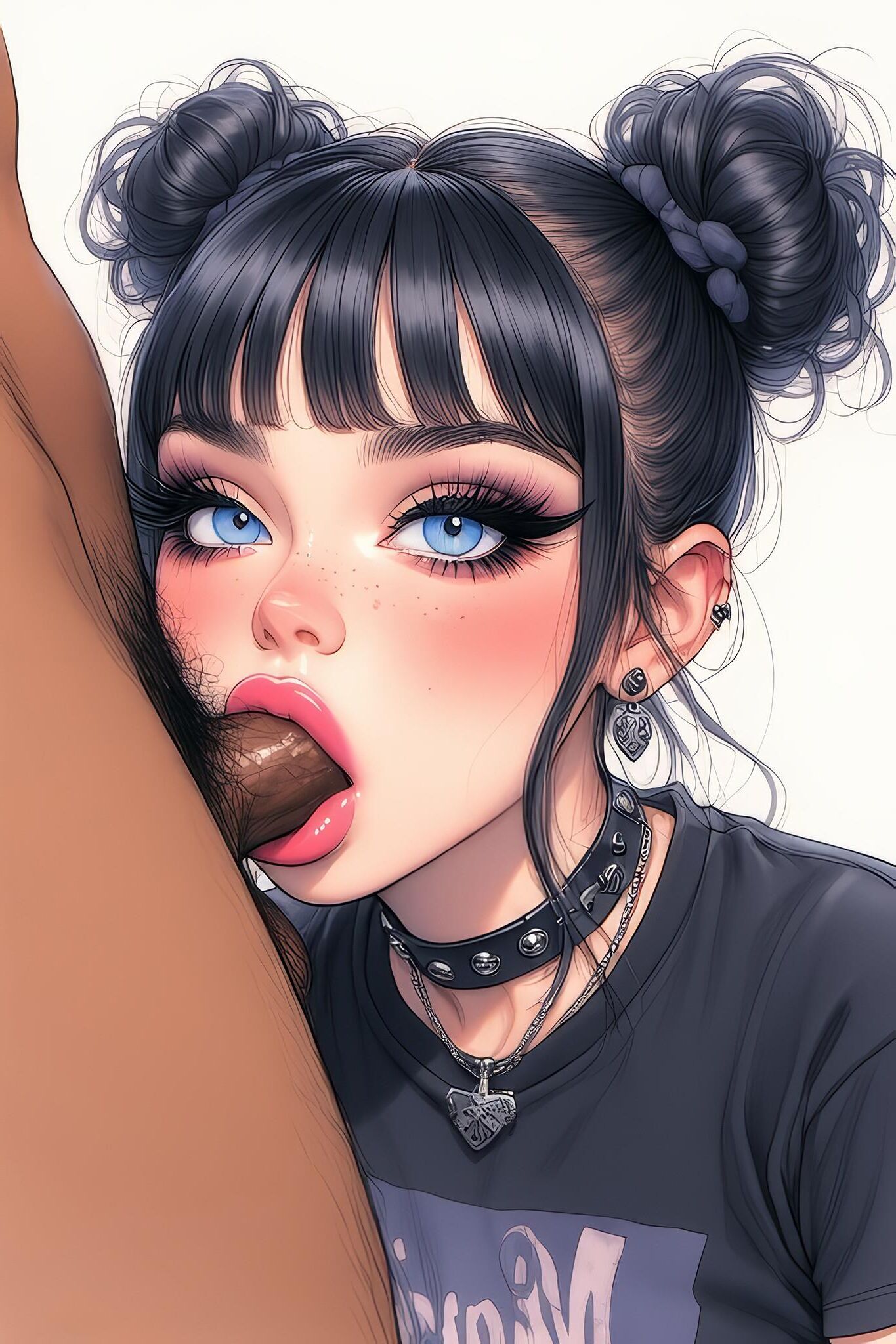 Goth Girls mag es dunkle interraciale AI -Kunst