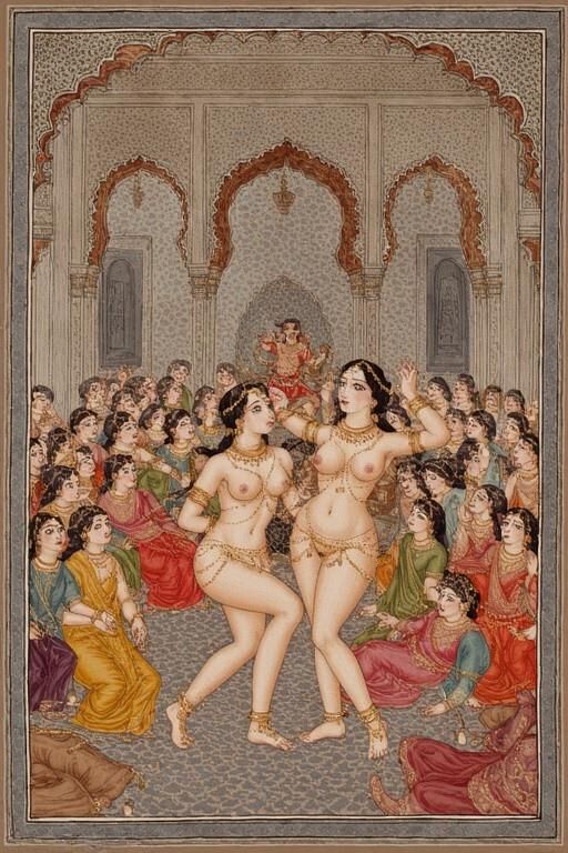 Quanzar Miniature Painting Nautch Dancers