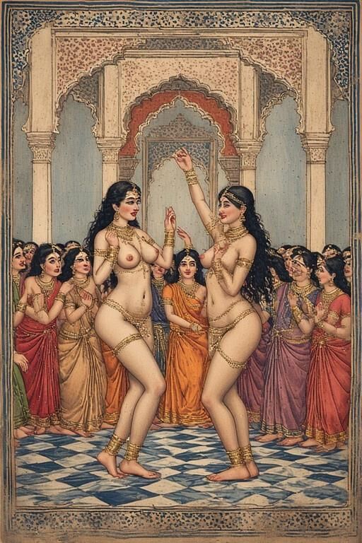 Quanzar Miniature Painting Nautch Dancers