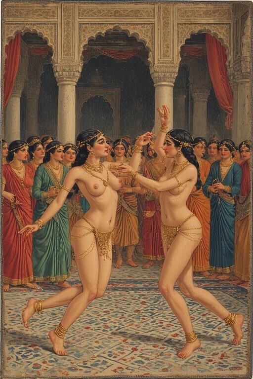Quanzar Miniature Painting Nautch Dancers