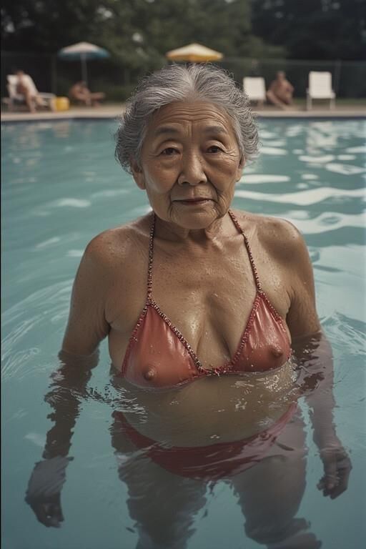 Asian Grannies at the Pool