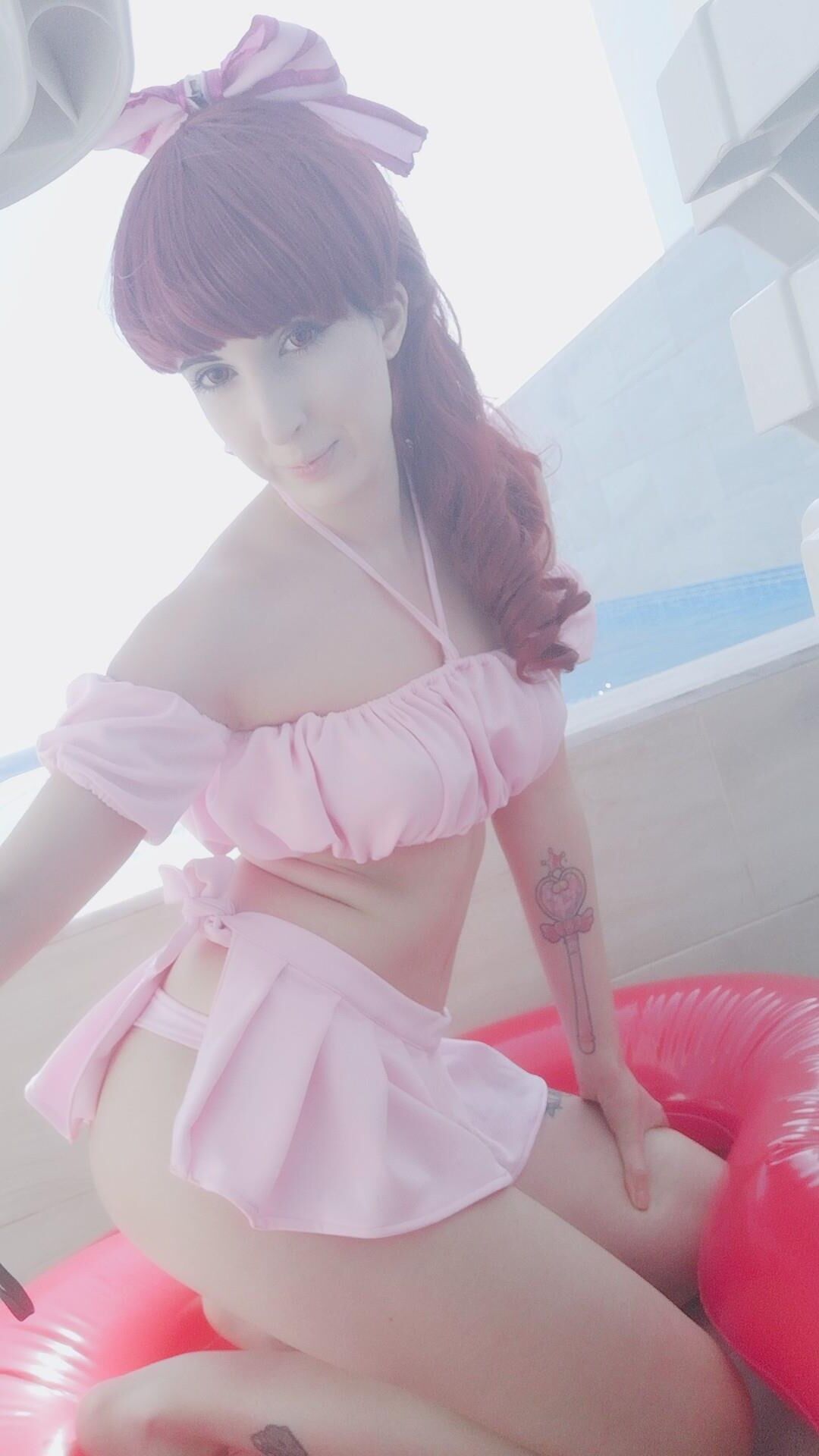 Pale Redhead Cosplay Slut Strips