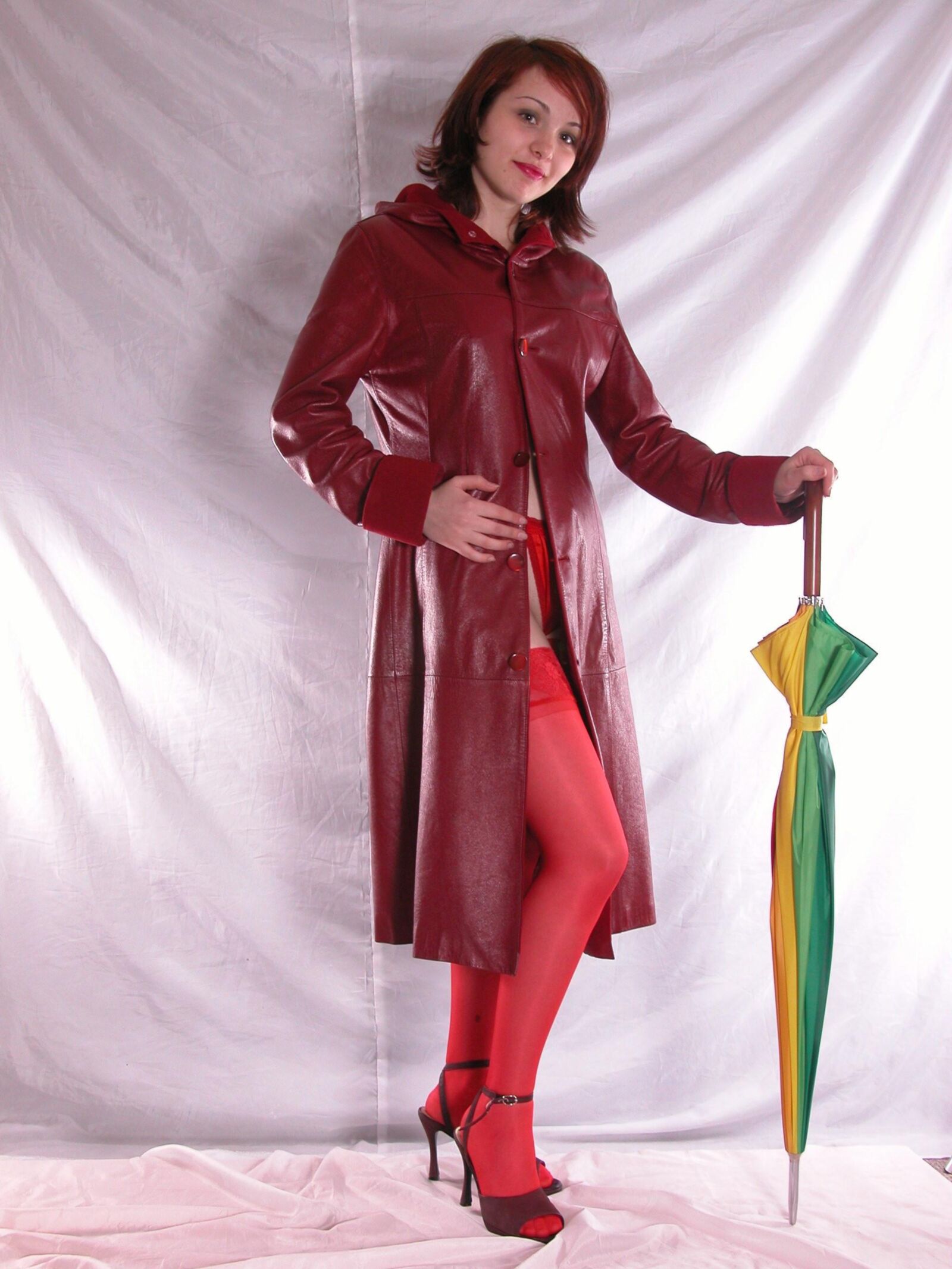 Jackie in Red Leather Coat