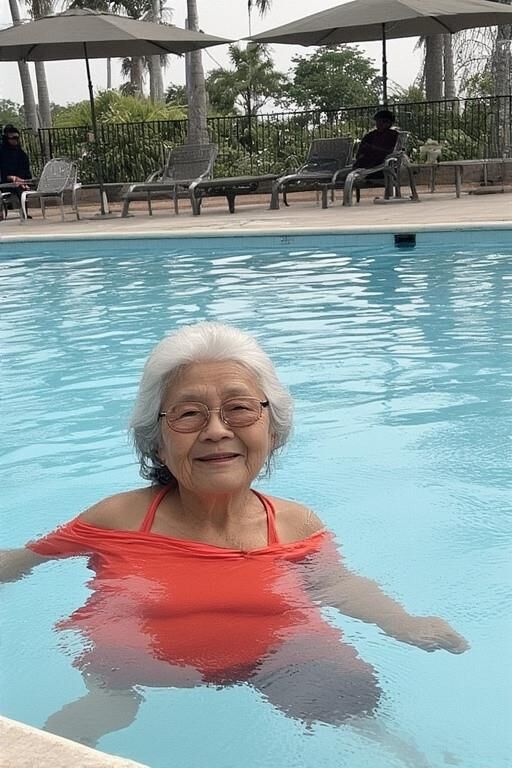 Asian Grannies at the Pool