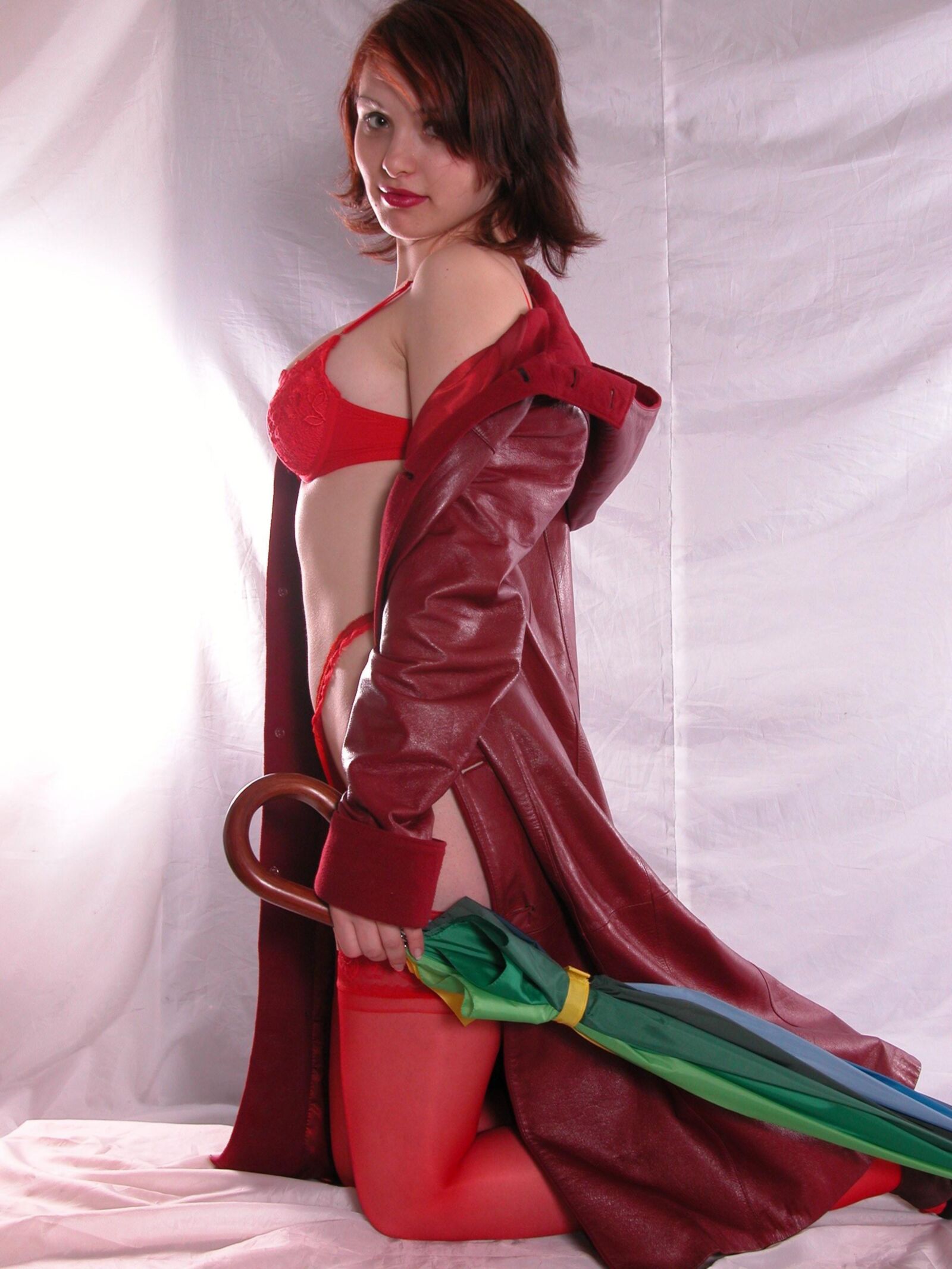 Jackie in Red Leather Coat