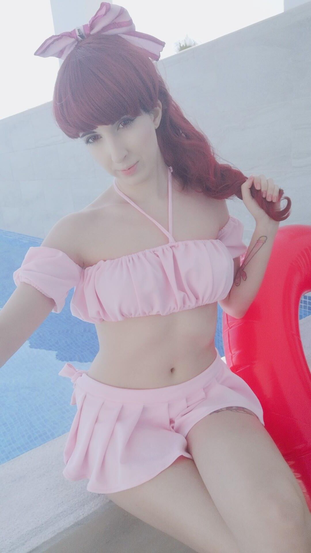 Pale Redhead Cosplay Slut Strips