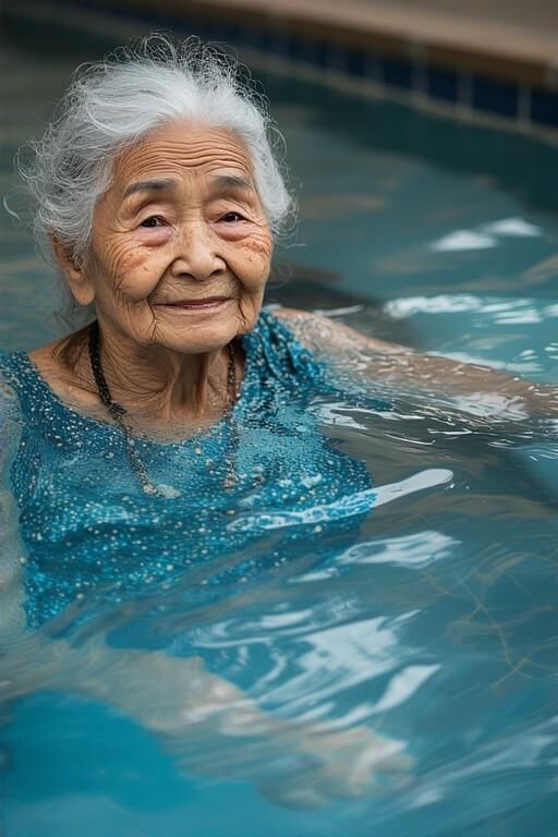 Asian Grannies at the Pool