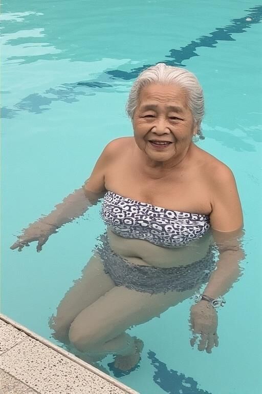 Asian Grannies at the Pool