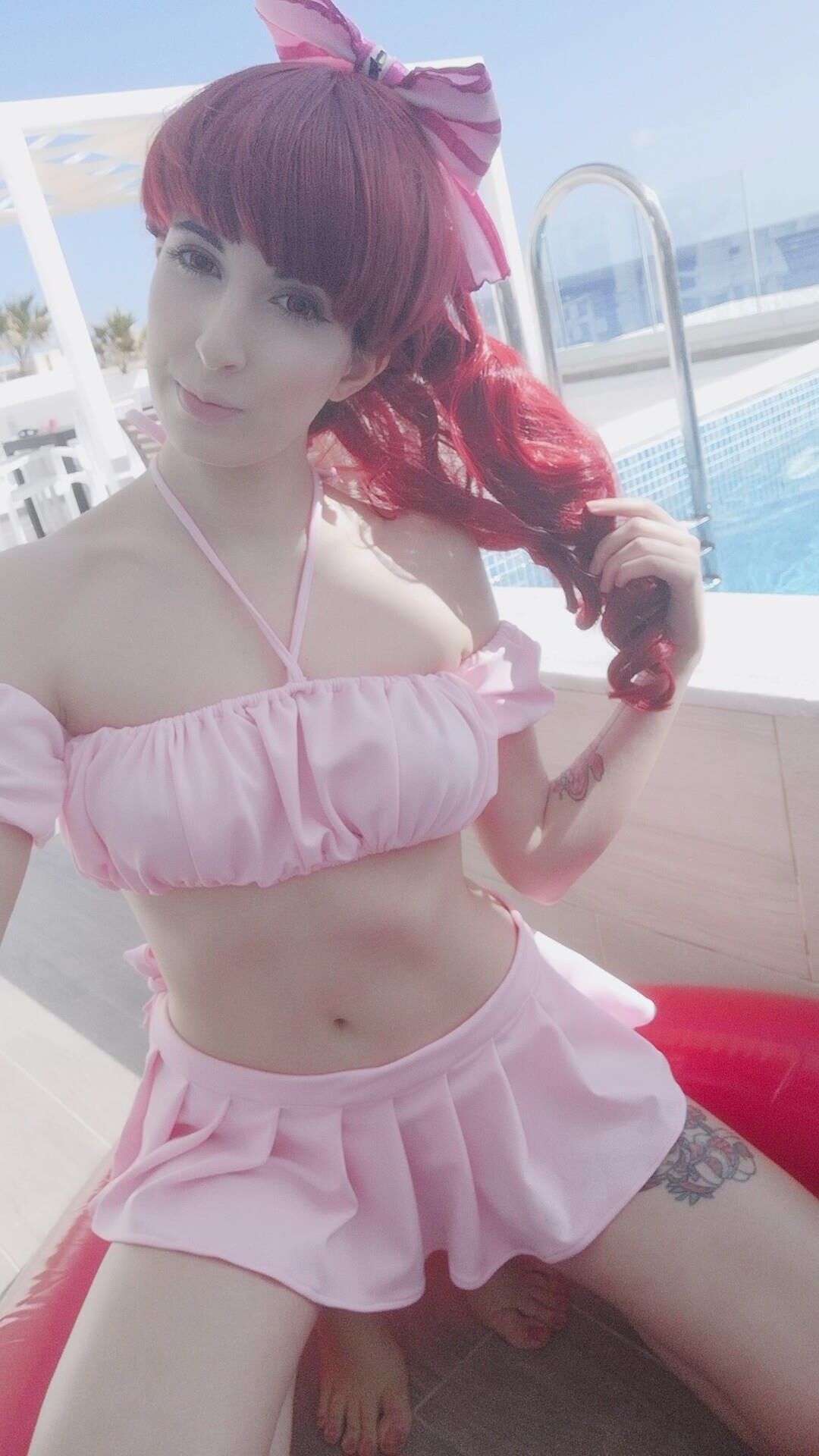 Pale Redhead Cosplay Slut Strips