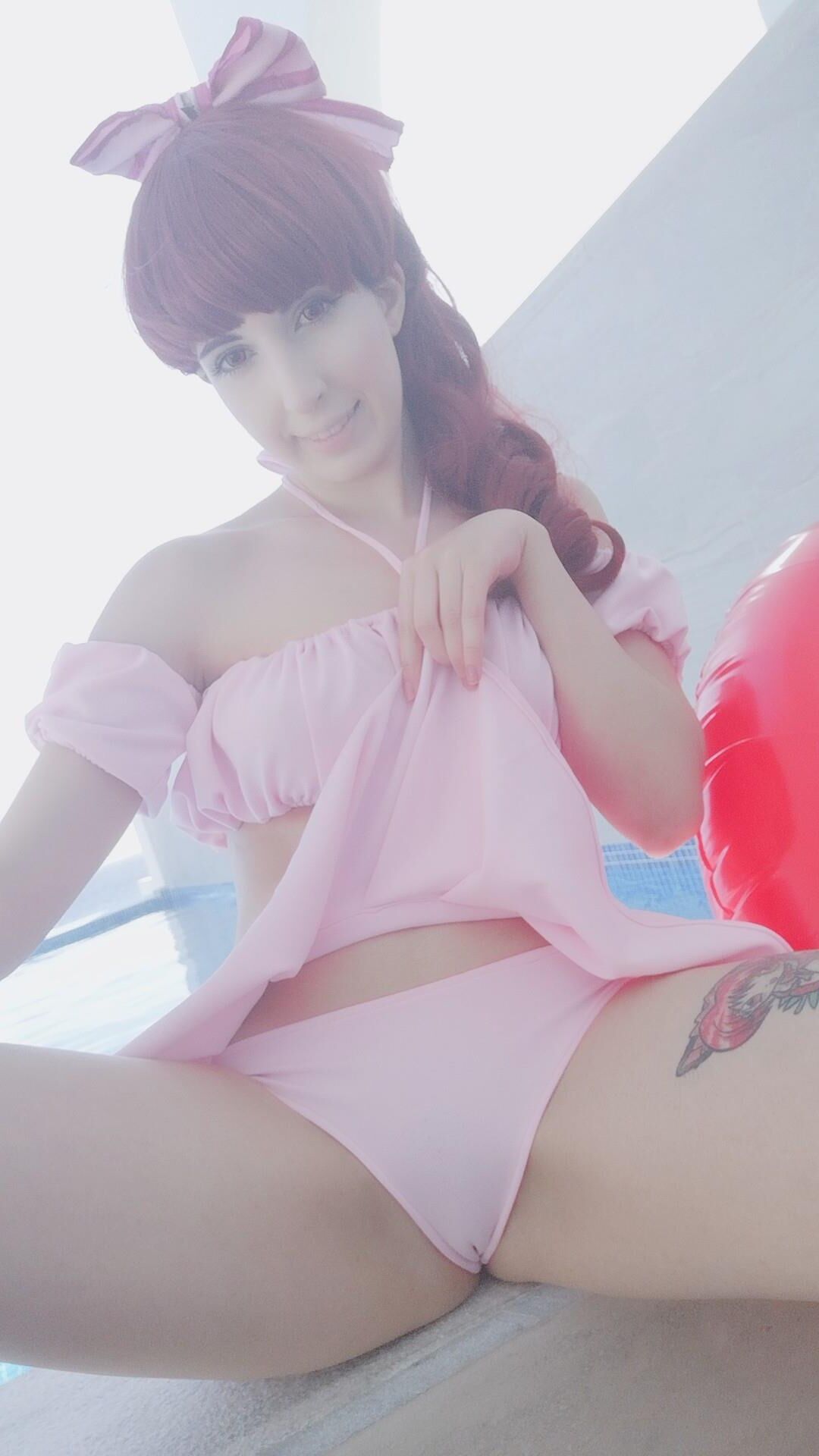 Pale Redhead Cosplay Slut Strips