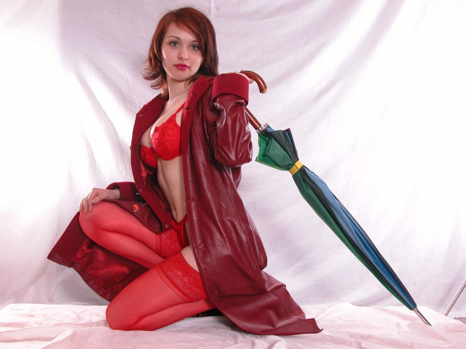 Jackie in Red Leather Coat