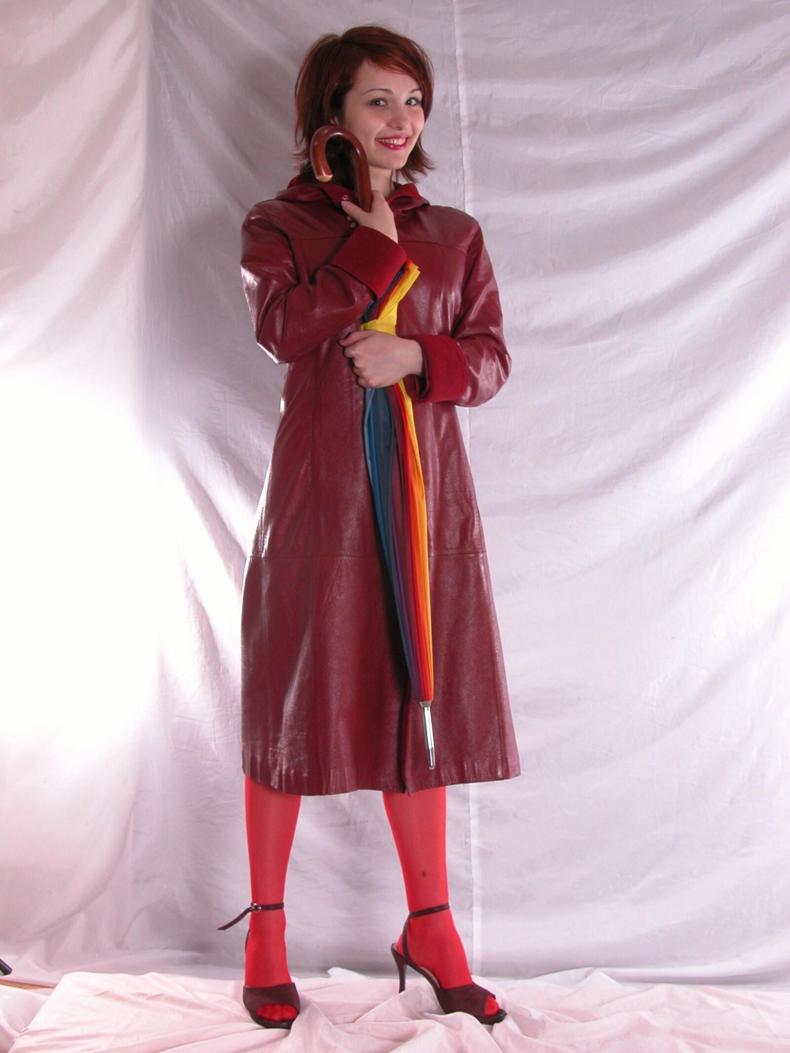 Jackie in Red Leather Coat