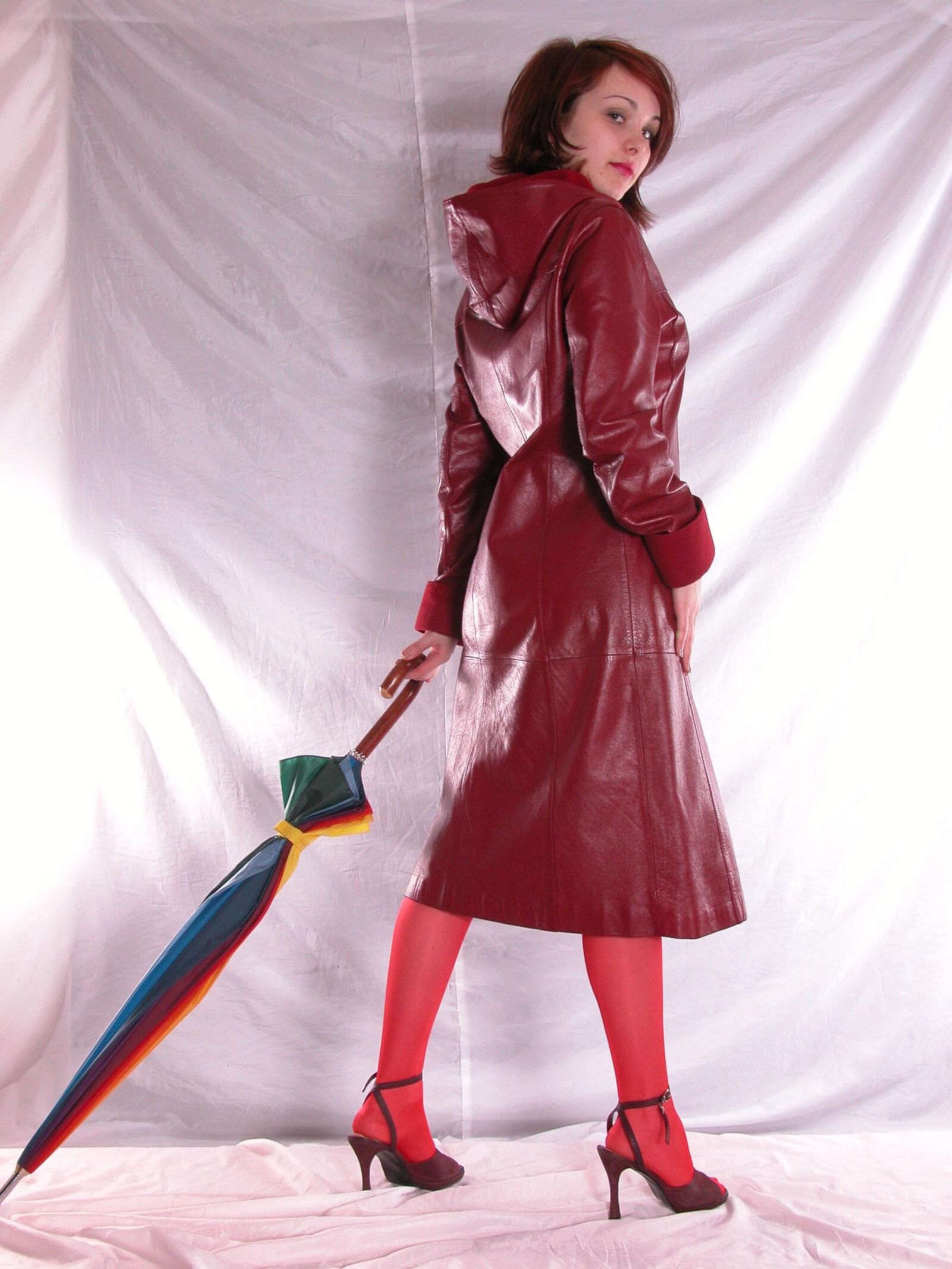 Jackie in Red Leather Coat