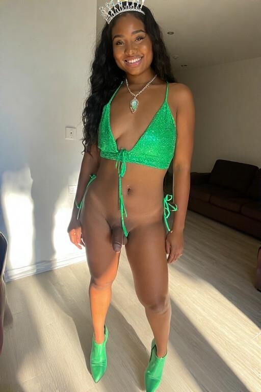 African Girk in green bikini TRANS