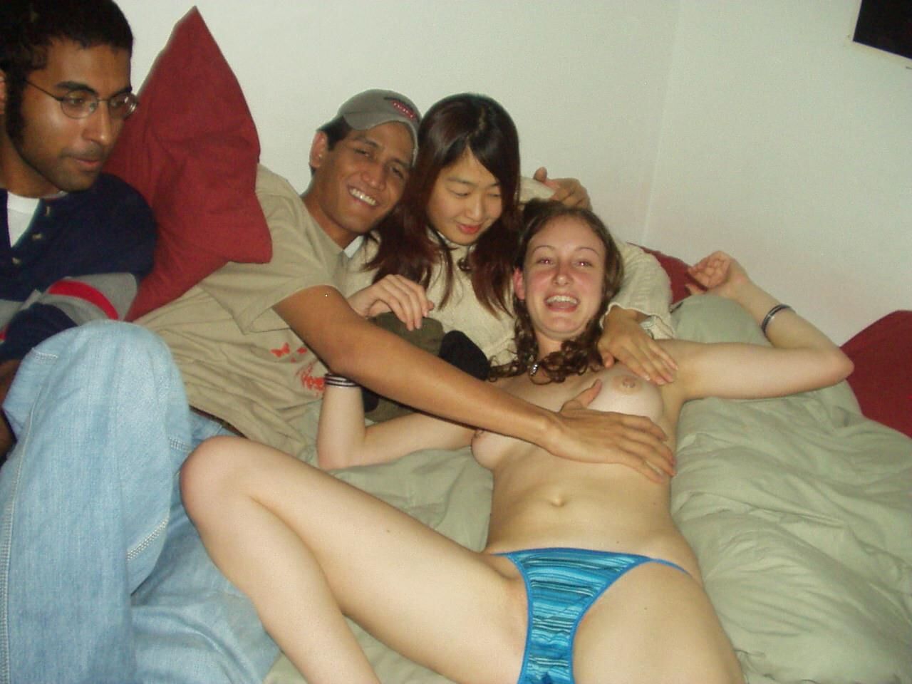Erika and boyfriend plus oriental girl and two men