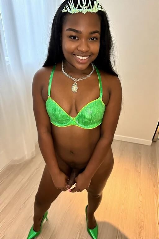 African Girk in green bikini TRANS