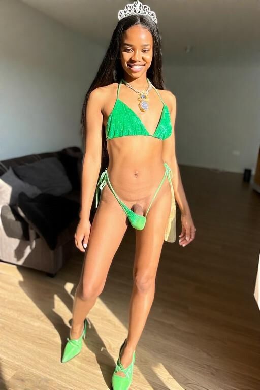 African Girk in green bikini TRANS