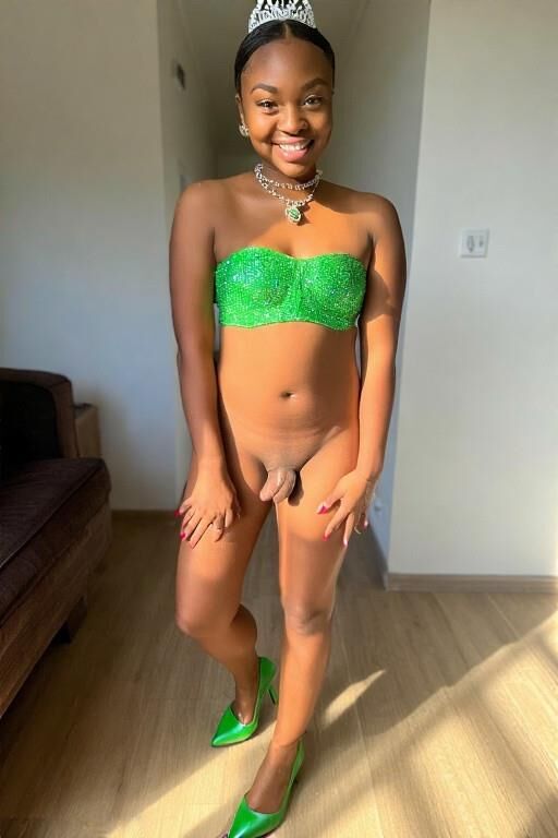 African Girk in green bikini TRANS