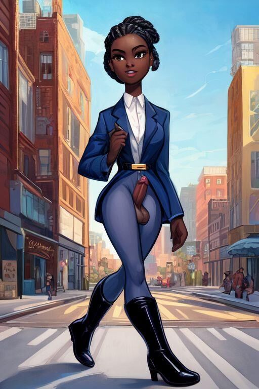 African pulled into a low bun TRANS