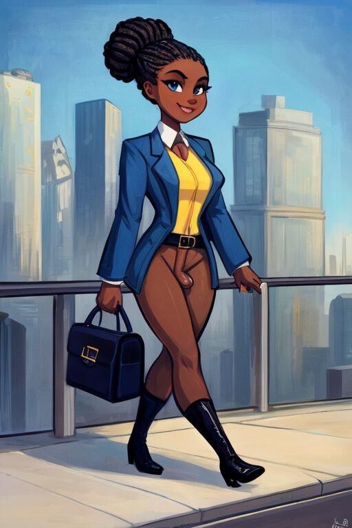 African pulled into a low bun TRANS