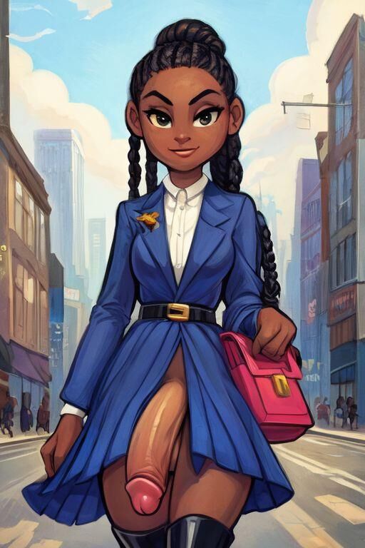 African pulled into a low bun TRANS