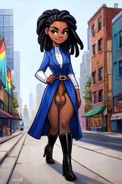 African pulled into a low bun TRANS