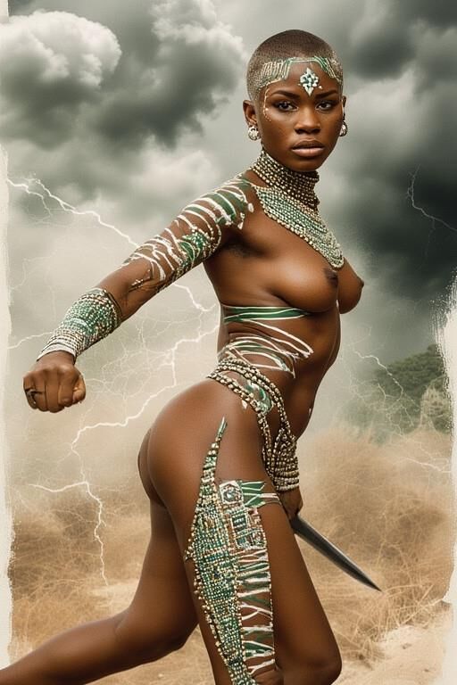 アフリカの裸の女性戦士