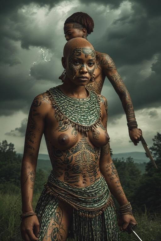 アフリカの裸の女性戦士