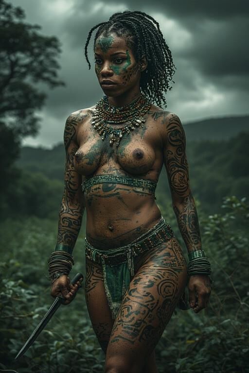 アフリカの裸の女性戦士