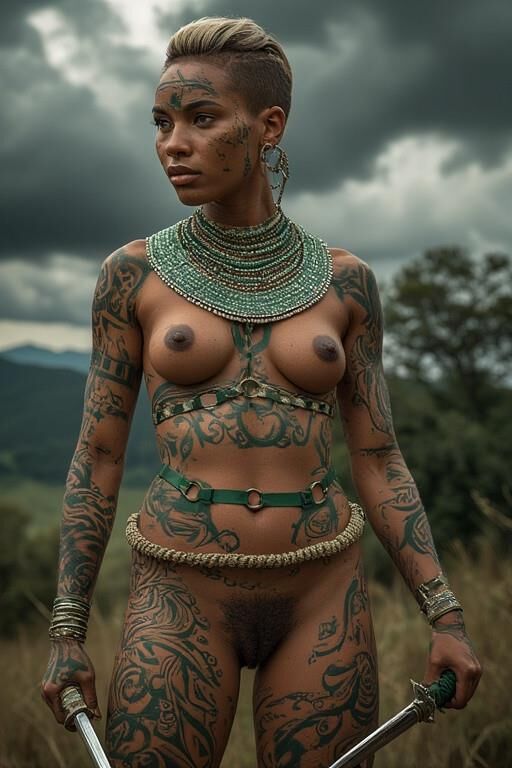 アフリカの裸の女性戦士