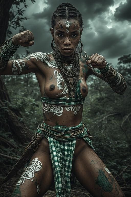 アフリカの裸の女性戦士