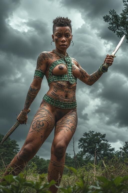 アフリカの裸の女性戦士