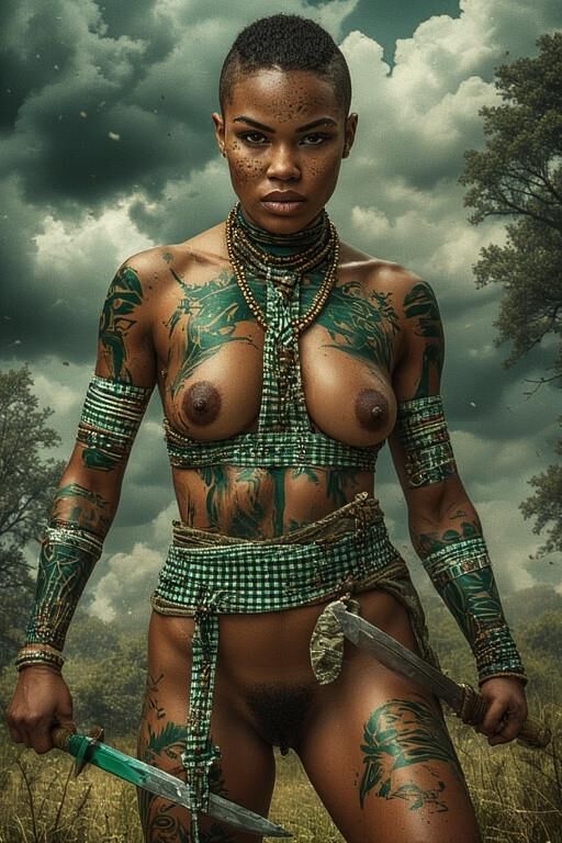 アフリカの裸の女性戦士