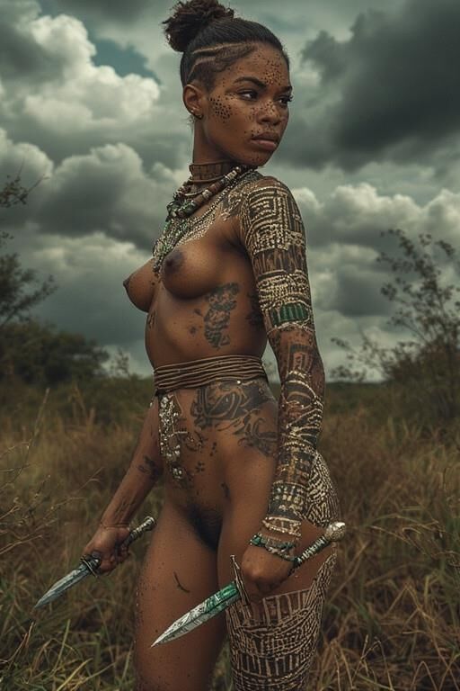 アフリカの裸の女性戦士
