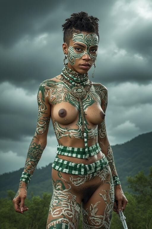 アフリカの裸の女性戦士