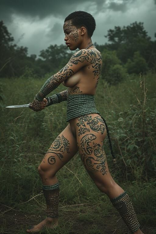 アフリカの裸の女性戦士
