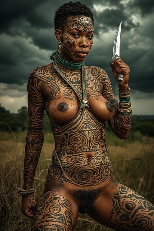 アフリカの裸の女性戦士
