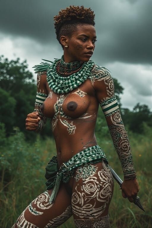 アフリカの裸の女性戦士