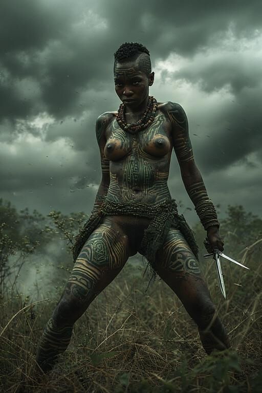 アフリカの裸の女性戦士