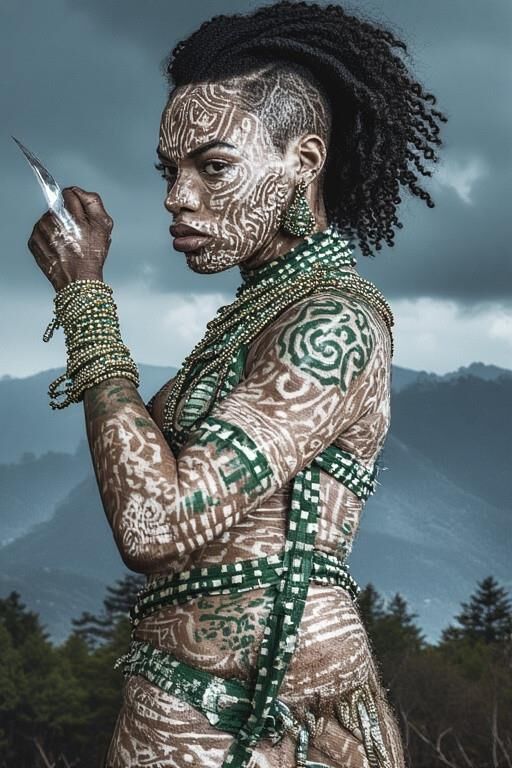 アフリカの裸の女性戦士