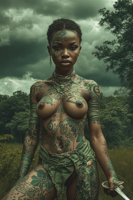 アフリカの裸の女性戦士