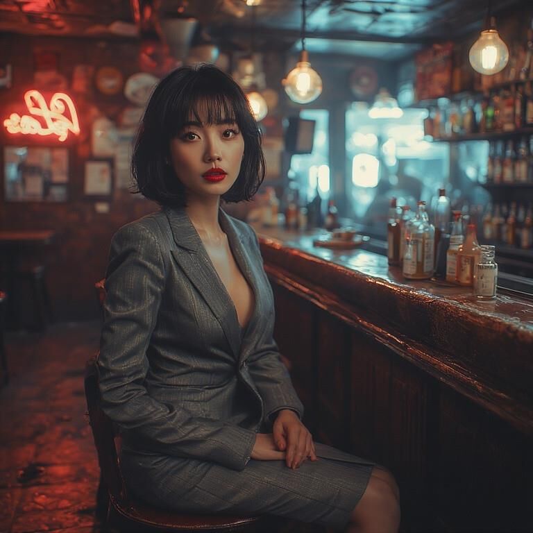 Ai gerou asiáticas de mulheres asiáticas no bar