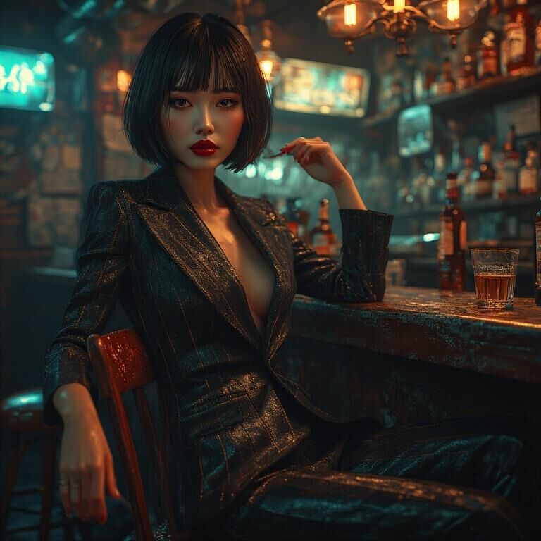 Ai gerou asiáticas de mulheres asiáticas no bar
